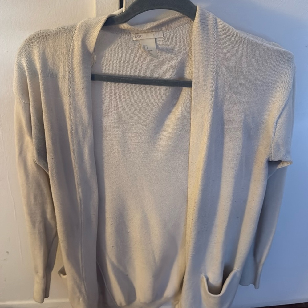 H&M Ivory Cardigan with Pockets